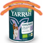 24er-SET Bio Bröckchen Huhn und Truthahn 405g Katze Nassfutter Yarrah